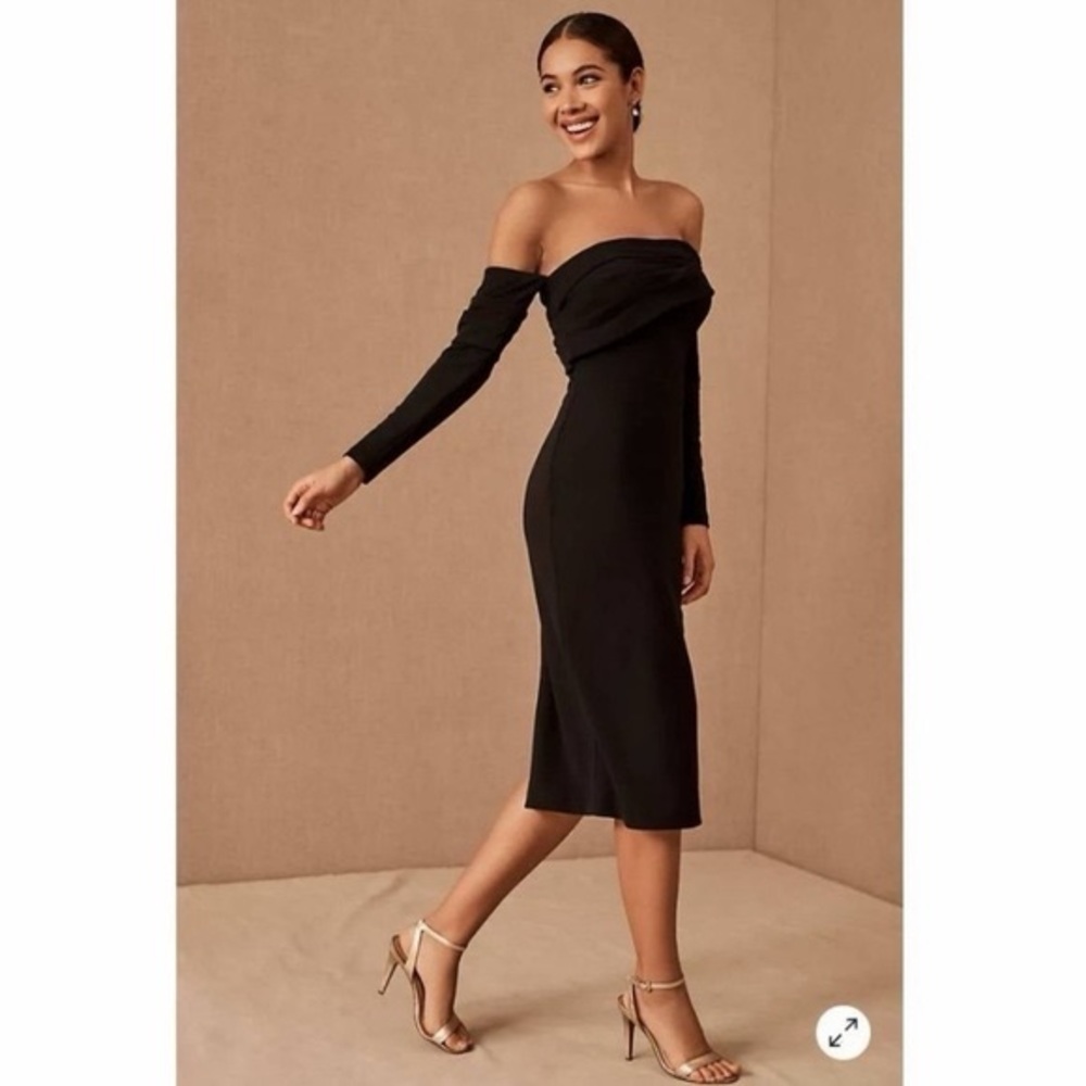 BHLDN Black Off-the-Shoulder Midi Dress